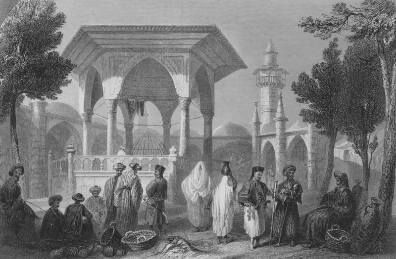 Basar i Jaffa, den gamle Joppe av William Henry Bartlett