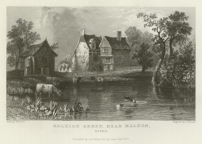 Beeleigh Abbey, nær Maldon, Essex av William Henry Bartlett