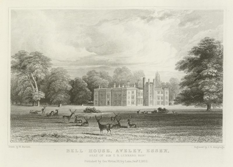 Bell House, Aveley, Essex, sete for Sir TB Lennard, Baronet av William Henry Bartlett