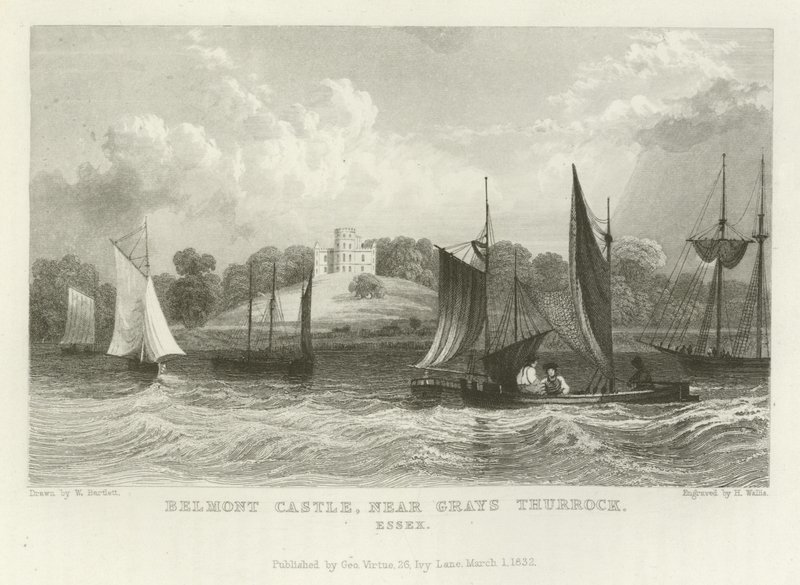 Belmont Castle, nær Grays Thurrock, Essex av William Henry Bartlett
