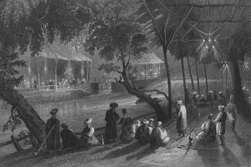 Kafeer i Damaskus, på en gren av Barrada, den gamle Pharpar av William Henry Bartlett