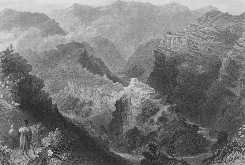 Slott nær Djouni, Libanonfjellet av William Henry Bartlett