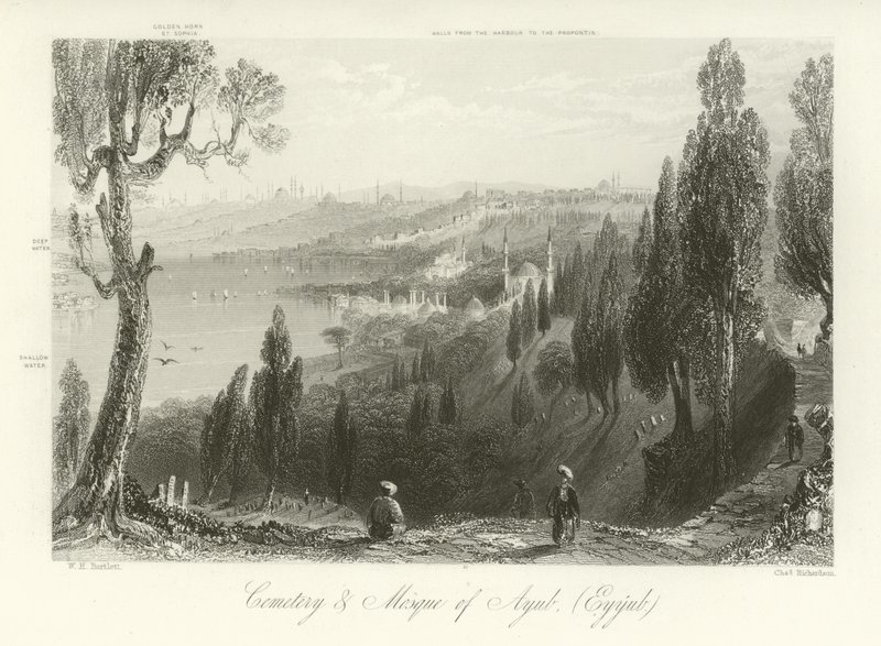 Kirkegård og moske i Ayub, Konstantinopel av William Henry Bartlett