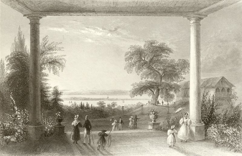 Byen og Bodensjøen, fra Chateau Wolfsberg av William Henry Bartlett