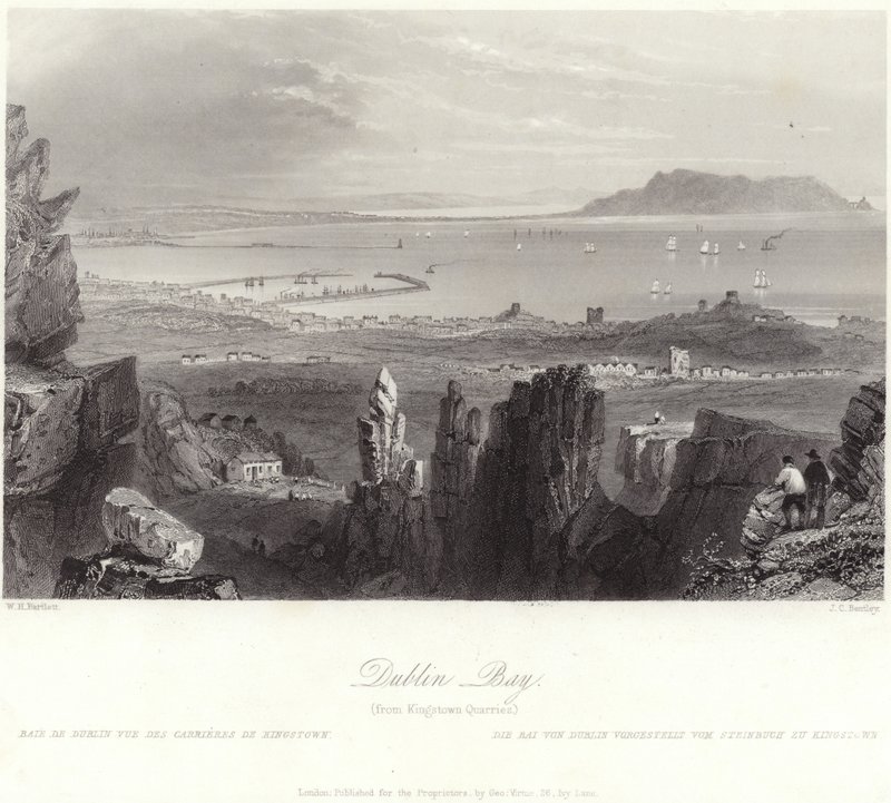 Dublin Bay fra Kingstown Quarries av William Henry Bartlett