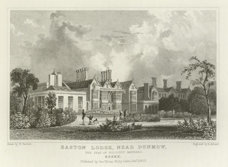 Easton Lodge, nær Great Dunmow, setet til Viscount Maynard, Essex av William Henry Bartlett