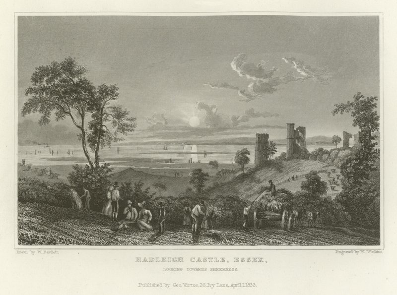 Hadleigh Castle, Essex, ser mot Sheerness av William Henry Bartlett
