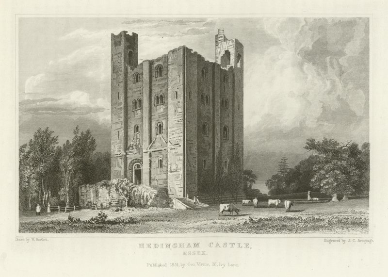 Hedingham Castle, Essex av William Henry Bartlett