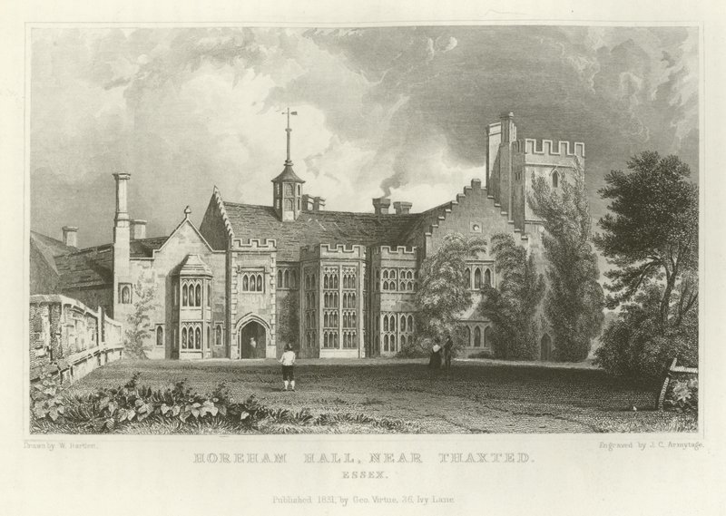 Horeham Hall, nær Thaxted, Essex av William Henry Bartlett