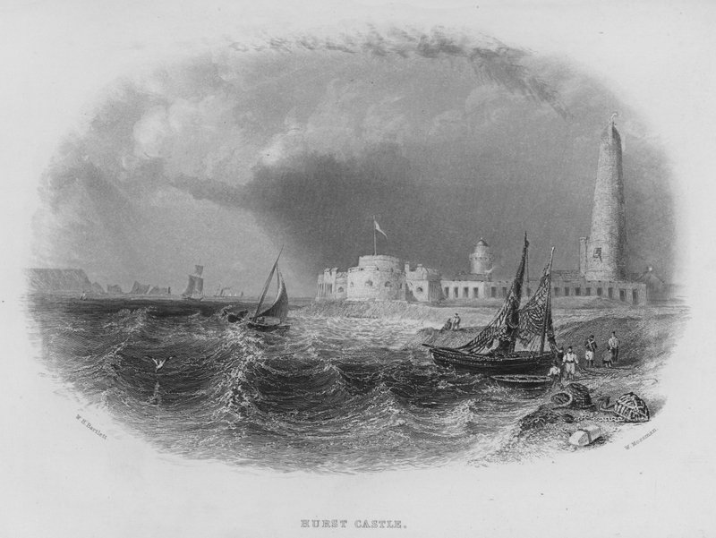 Hurst Castle (gravering) av William Henry Bartlett