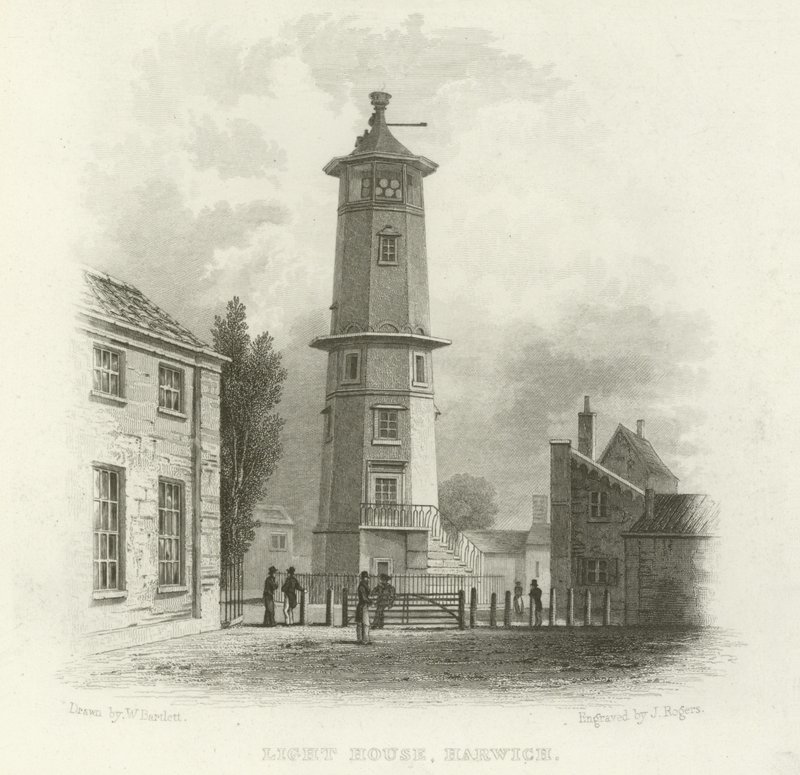 Light House, Harwich av William Henry Bartlett