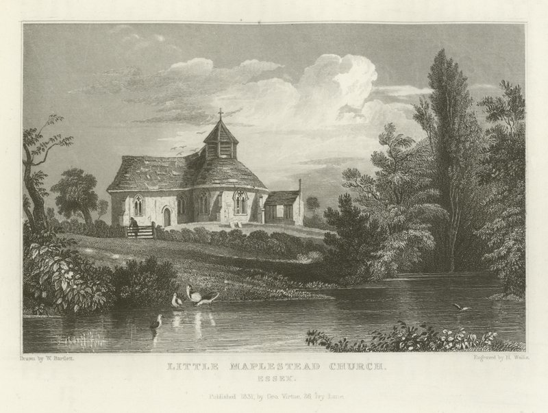 Little Maplestead Church, Essex av William Henry Bartlett