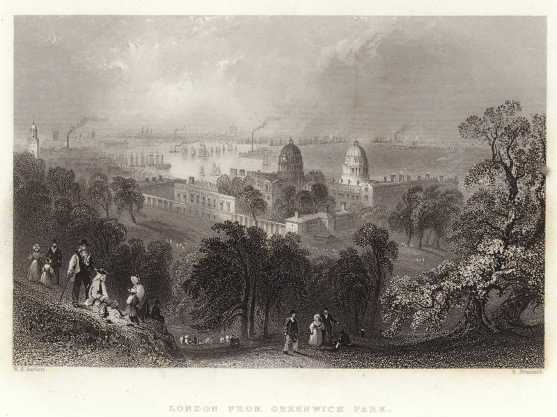 London fra Greenwich Park av William Henry Bartlett