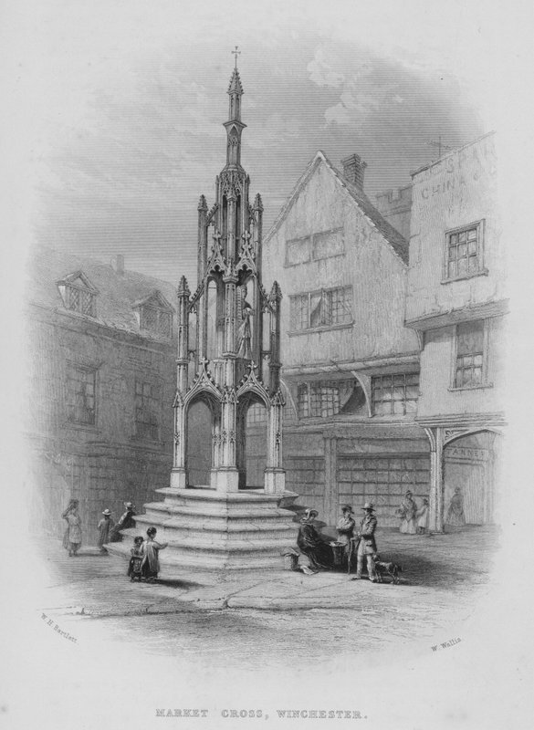 Market Cross, Winchester (gravering) av William Henry Bartlett