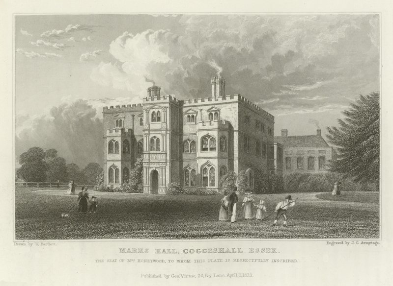 Marks Hall, Coggeshall, Essex, setet til fru Honeywood av William Henry Bartlett