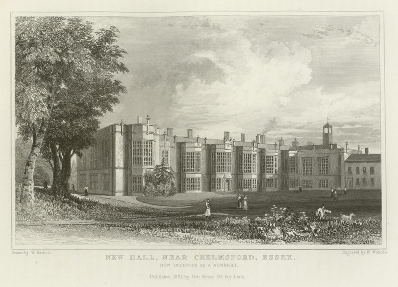 New Hall, nær Chelmsford, Essex, nå okkupert som et nonnekloster av William Henry Bartlett