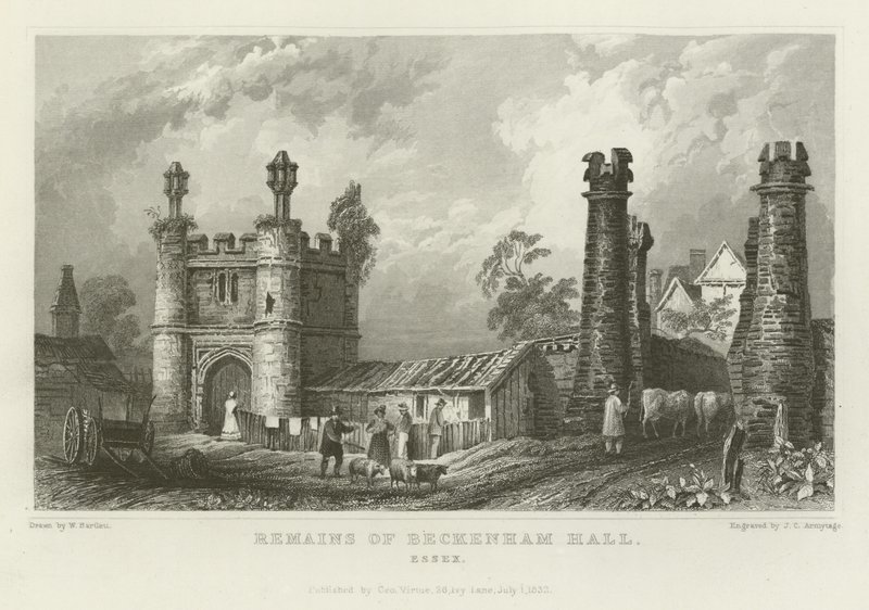 Rester av Beckenham Hall, Essex av William Henry Bartlett