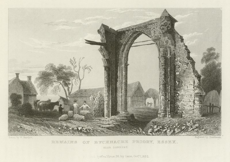 Rester av Bicknacre Priory, Essex, nær Danbury av William Henry Bartlett