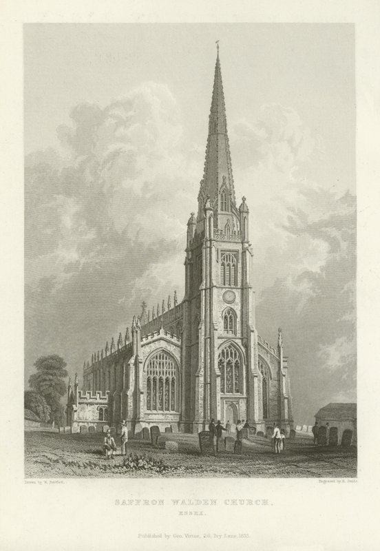 Saffron Walden Church, Essex av William Henry Bartlett