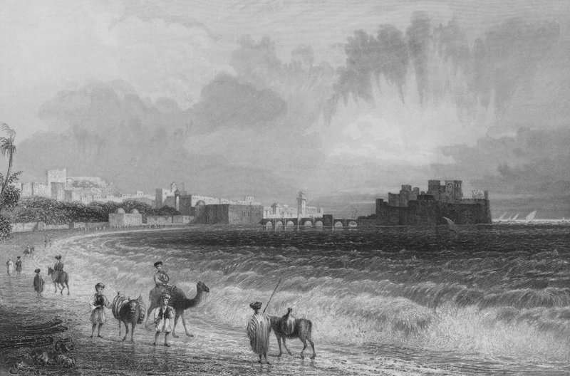 Sidon, på innflygingen fra Beirut av William Henry Bartlett