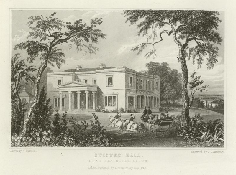 Stisted Hall, nær Braintree, Essex av William Henry Bartlett
