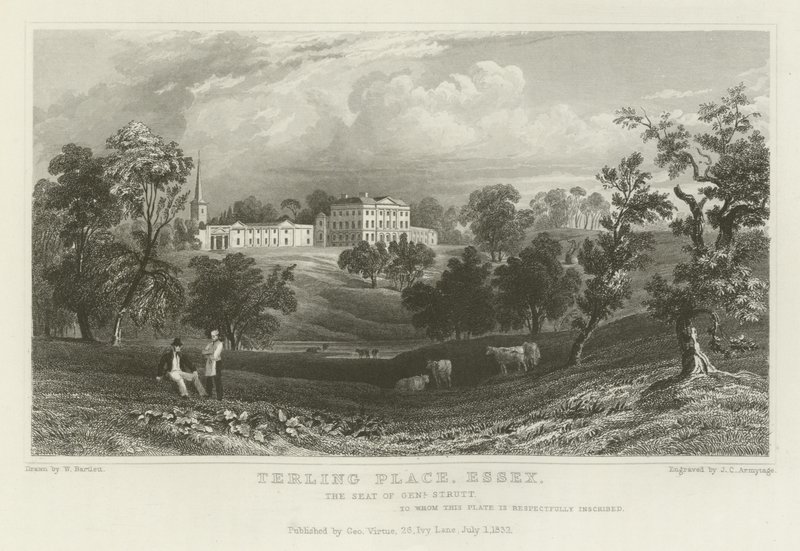 Terling Place, Essex, sete for general Strutt av William Henry Bartlett