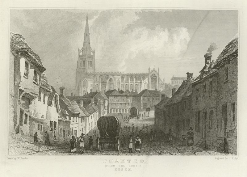 Thaxted, fra sør, Essex av William Henry Bartlett