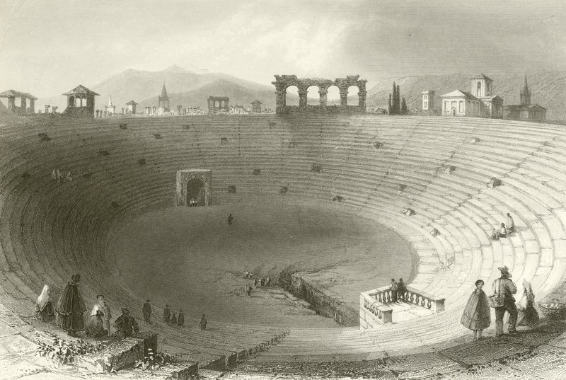 Amfiteateret, Verona av William Henry Bartlett