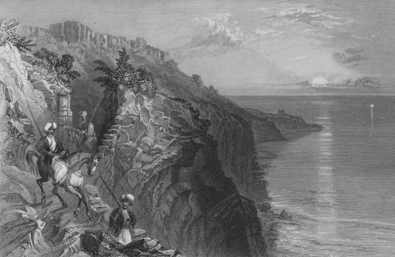 The Ladder of Tyrus, et pass ved havkysten, nær Tyrus av William Henry Bartlett