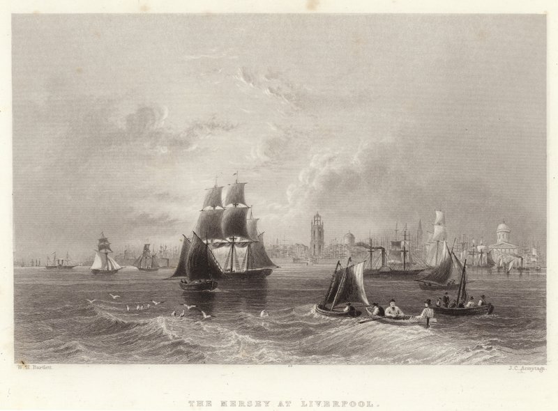 Mersey i Liverpool av William Henry Bartlett