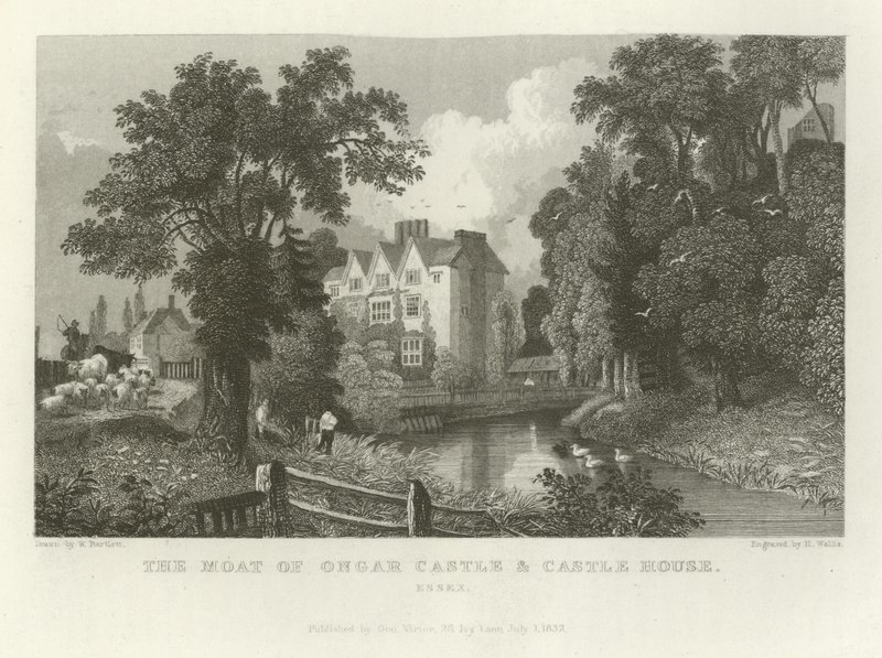 The Moat of Ongar Castle and Castle House, Essex av William Henry Bartlett