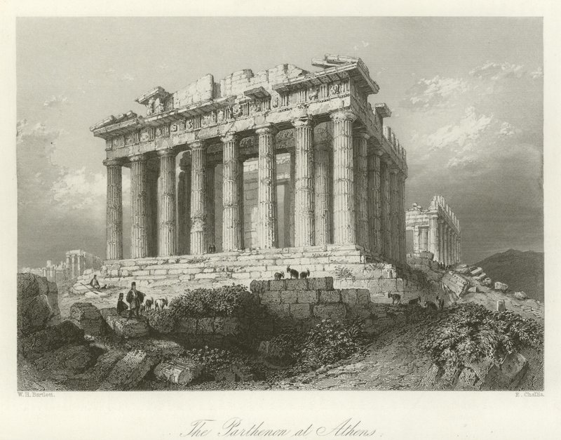 Parthenon i Athen av William Henry Bartlett