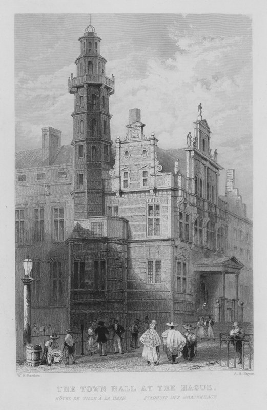 Rådhuset i Haag (gravering) av William Henry Bartlett