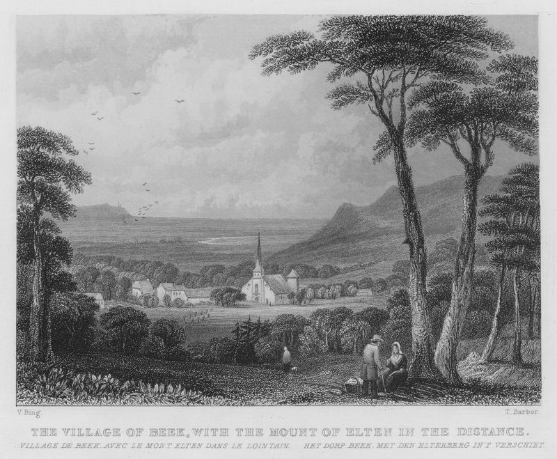 Landsbyen Beek, med fjellet Elten i det fjerne (gravering) av William Henry Bartlett