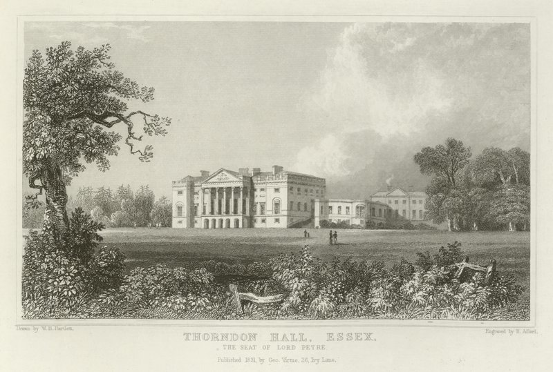 Thorndon Hall, Essex, setet til Lord Petre av William Henry Bartlett