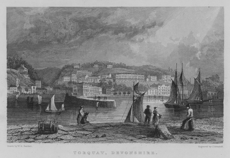 Torquay, Devonshire (gravering) av William Henry Bartlett
