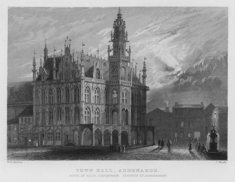 Rådhus, Audenarde (gravering) av William Henry Bartlett