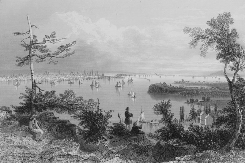 Utsikt over New York, fra Weehawken (gravering) av William Henry Bartlett