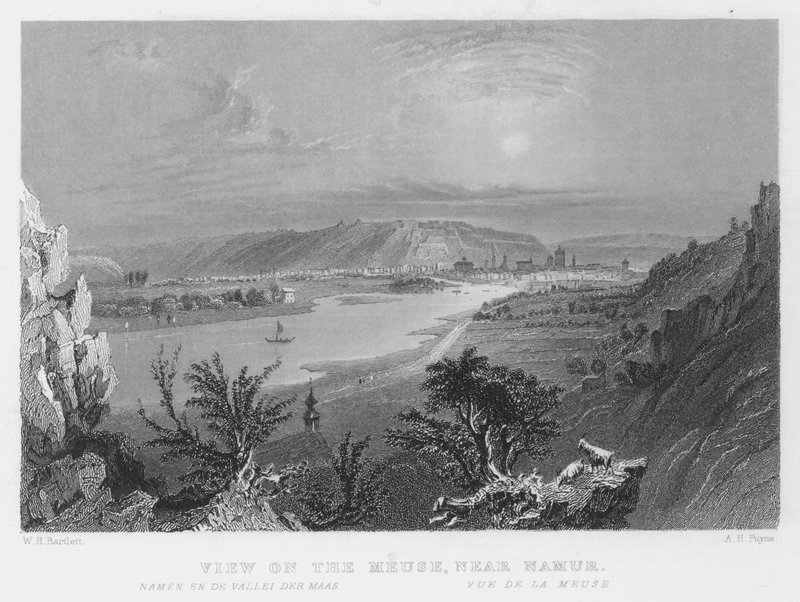 Utsikt over Meuse, nær Namur (gravering) av William Henry Bartlett