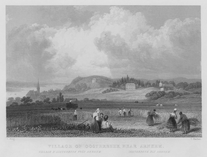 Landsbyen Oosterbeek nær Arnhem (gravering) av William Henry Bartlett