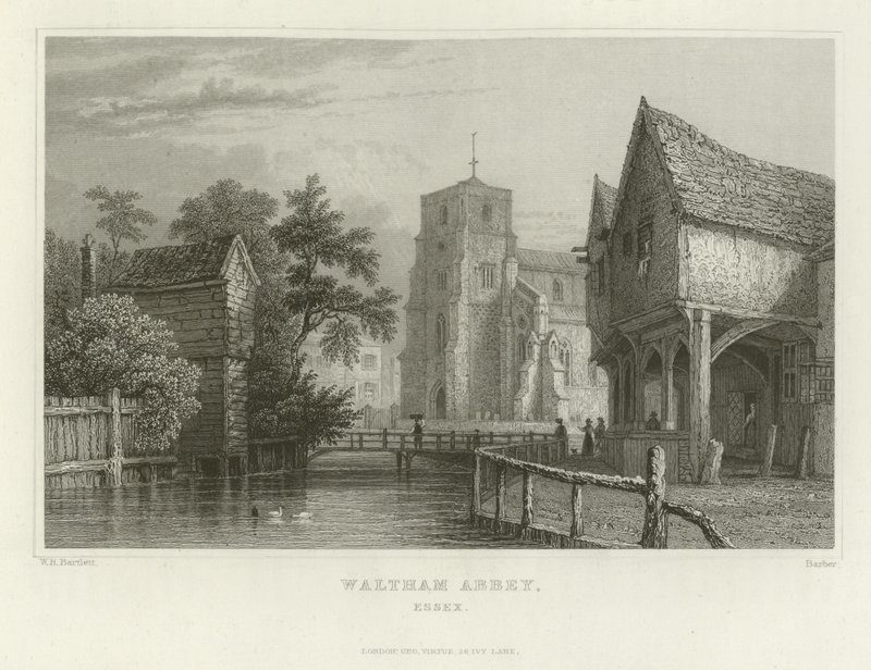 Waltham Abbey, Essex av William Henry Bartlett