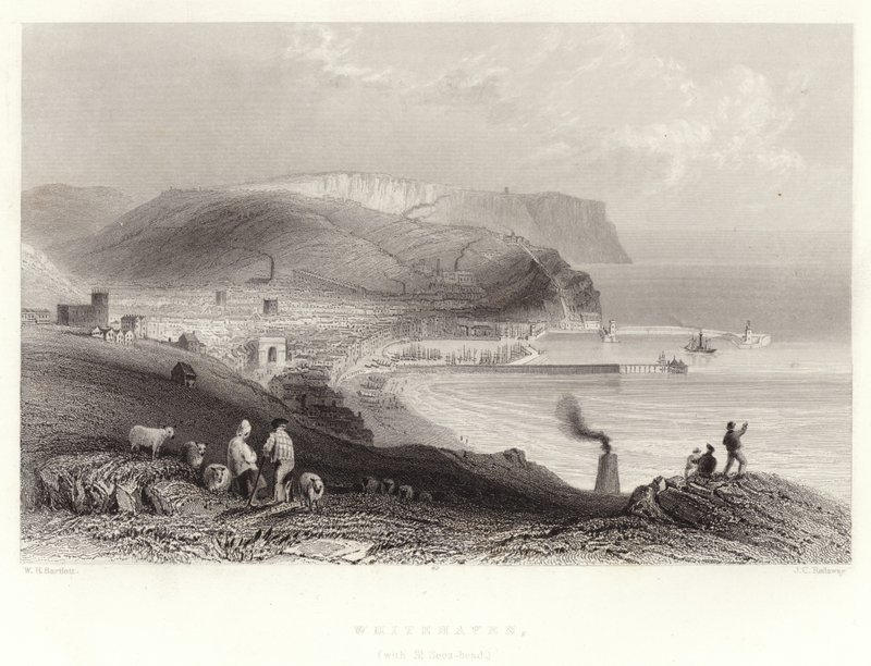 Whitehaven, (med St Bees-hodet) av William Henry Bartlett