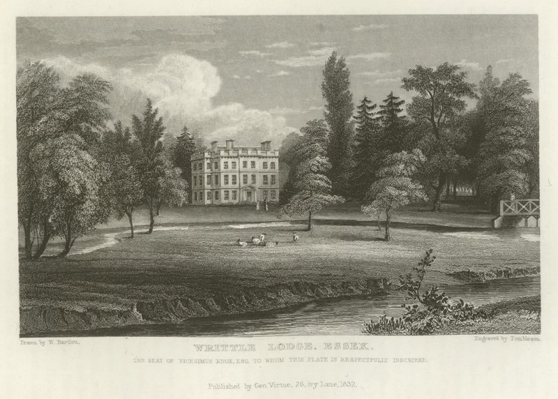 Writtle Lodge, Essex, setet til Vicesimus Knox, Esquire av William Henry Bartlett