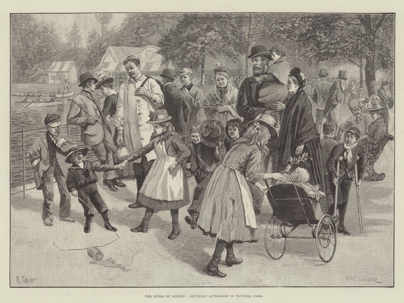 The Lungs of London, lørdag ettermiddag i Victoria Park av William Henry Charles Groome