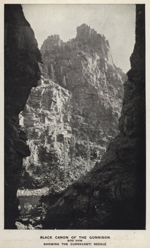 Canyons of Colorado: Black Canon of the Gunnison, Side View, Showing the Currecanti Needle (s/hv-bilde) av William Henry Jackson
