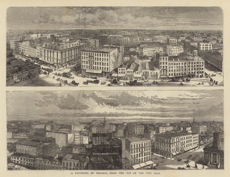 Et panorama av Chicago, fra toppen av rådhuset av William Henry James Boot