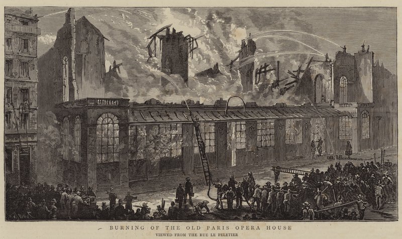 Brenning av det gamle operahuset i Paris av William Henry James Boot