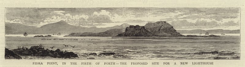 Fidra Point, i Firth of Forth, det foreslåtte stedet for et nytt fyrtårn av William Henry James Boot