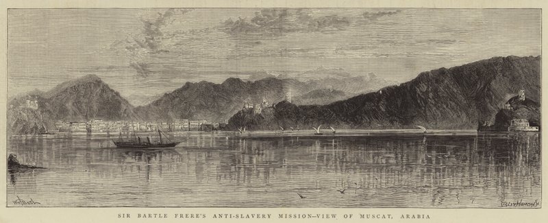 Sir Bartle Freres Anti-Slavery Mission, View of Muscat, Arabia av William Henry James Boot