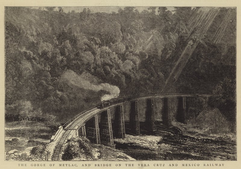 The Gorge of Metlac og Bridge på Vera Cruz og Mexico Railway av William Henry James Boot